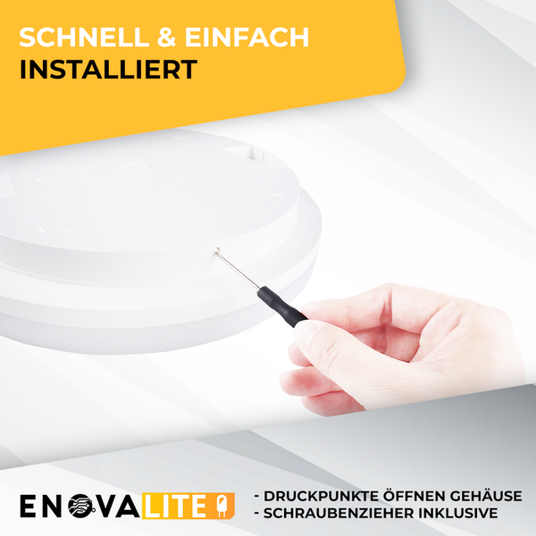 Einfache Installation einer weißen Deckenleuchte mit Schraubenzieher