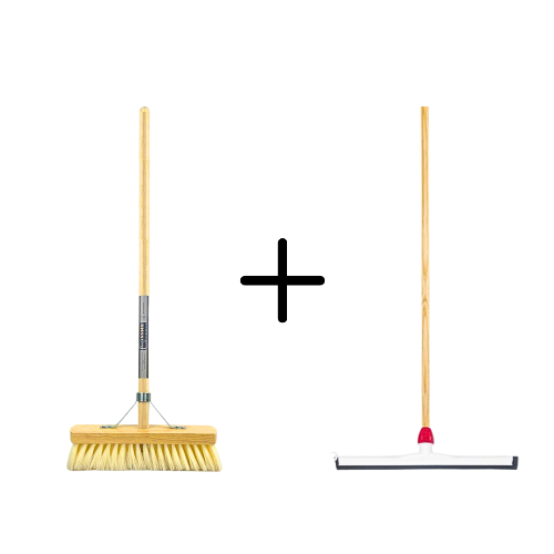 Kehrbesen und Abzieher Set mit Holzstiel