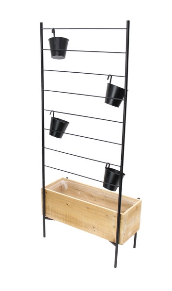 FRANK FLECHTWAREN | Pflanzer Metallgerüst, HOLZ, METALL, FOLIE, 60 x 26 x137 cm, einfache Selbstmontage
