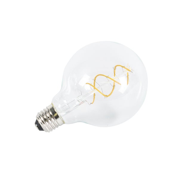 LED-Globelampe mit E27-Sockel und Spiralfilament, klares Glas.