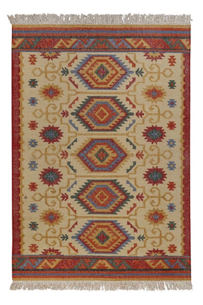 Kelim Teppich Beige aus Wolle Valere Green Looop 140x200 cm