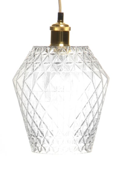 Moderne Glaslampe Klar Gold, Rauten muster 27 cm | Wohnzimmer Esszimmer Leuchte