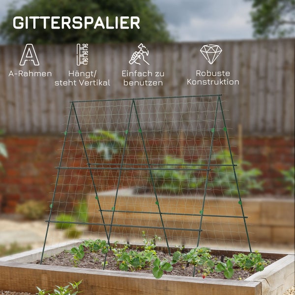 Outsunny Rankgitter aus Metall zum Stecken rostfrei Rankhilfe für Kletterpflanzen Gurken Spalier 180x100x180cm Rosenbogen Garten Spalier für Tomaten, Gemüse Blumen Kletterpflanzen Grün