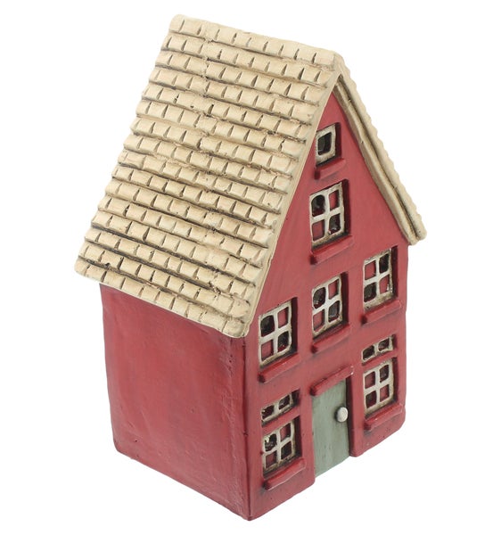 Dekorative Hausfigur mit Dach und Fenstern