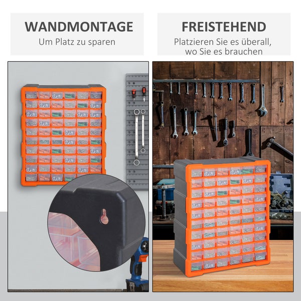 DURHAND Sortierkasten, L38 x B16 x H47,5 cm, PP, Orange