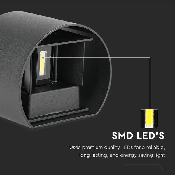 V-TAC VT-756-B-N - Runde LED-Wandleuchten - Bridgelux - IP65 - Schwarz - 5W - 700 Lumen -