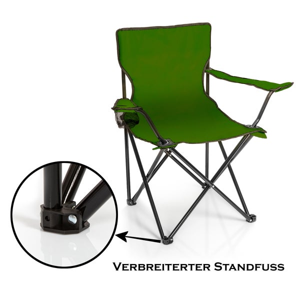 BigDean 2x Faltstuhl GRÜN Campingstuhl Anglerstuhl mit Getränkehalter & Tragetasche - Anglersessel klappbar - Klappstuhl Gartenstuhl Faltstuhl Relaxsessel Angelsessel faltbar