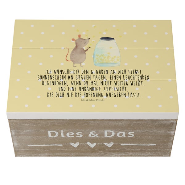 Mr. & Mrs. Panda 22 x 15 cm Holzkiste Maus Sterne - Gelb Pastell