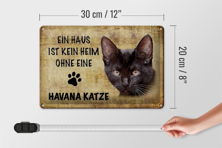 Blechschild Spruch 30x20cm Havana Katze ohne kein Heim