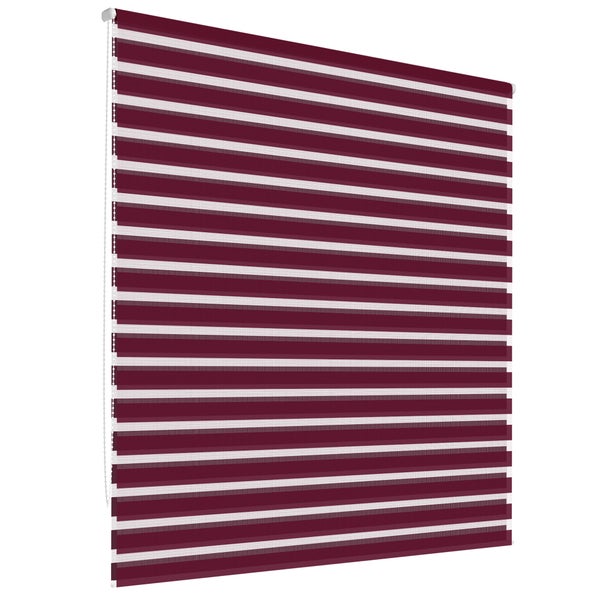 ECD Germany Doppelrollo Klemmfix ohne Bohren 55 x 150 cm Bordeaux, lichtdurchlässig und verdunkelnd, Duo Rollo für Fenster & Türen, Fensterrollo Seitenzugrollo Klemmrollo Sonnenschutzrollo Zebrarollo