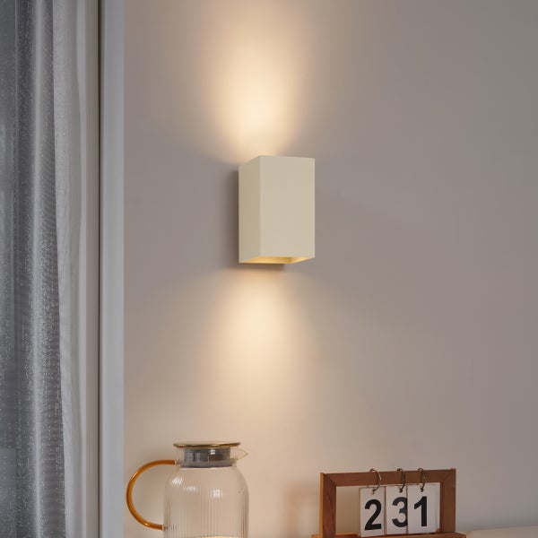 Moderne Wandleuchte Beige GU10 50 mm quadratisch 2-flammig - Sandy