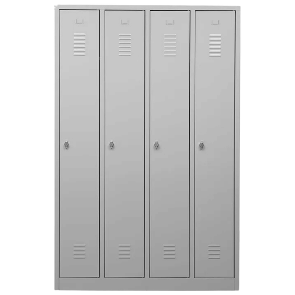 PROREGAL Garderobenspind Camel 4-Fächer HxBxT 180 x 117 x 50 cm Vorhängeschloss Grau