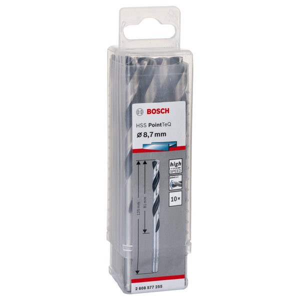 Bosch 10x HSS PointTeQ DIN 338 8,7 x 81 x 125 mm - 2608577255