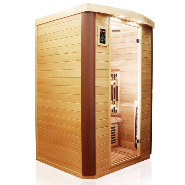 Dewello® Infrarotkabine Infrarotsauna TORONTO 127cm x 106cm inkl. 4 Vollspektrumstrahler, 4 Karbonstrahler, 4 Personen