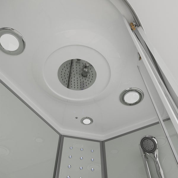 Home Deluxe - Komplettdusche WHITE PEARL - Maße 120 x 80 cm Links - inkl. Regendusche, Radio und Zubehör I Duschtempel Fertigdusche, Dusche, Duschtempel