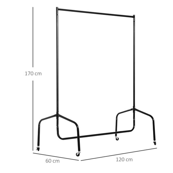 HOMCOM, Kleiderständer, Wäscheständer , L120 x B60 x H170 cm, Metall, Schwarz