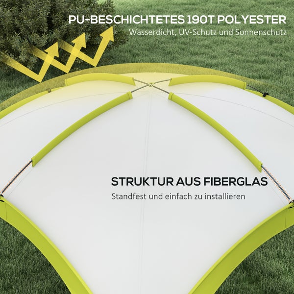 Outsunny Event Shelter 3,5 x 3,5m Pavillon mit Haken Tür Wasserabweisend winterfest Gartenpavillon Partyzelt Sonnenschutz für Camping, Garten Festivals Grün