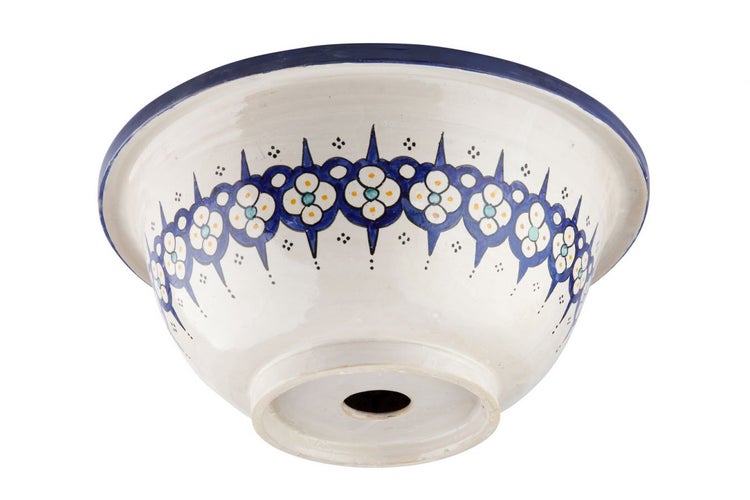 Keramik Aufsatzwaschbecken mit Blumenmuster