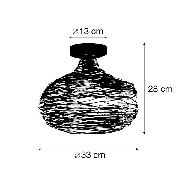 Technische Zeichnung einer Pendelleuchte mit den Maßen 13 cm, 28 cm und 33 cm.