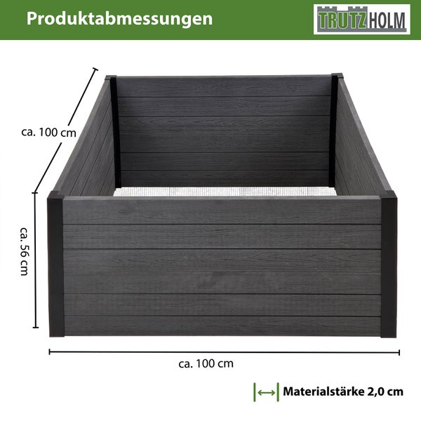 Hochbeet Beeteinfassung mit Wühlmausgitter 100x100x56 cm ca. 516 Liter Holzoptik Komposter