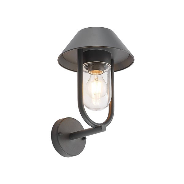 Lucande Wandleuchte außen Olinum (spritzwassergeschützt (Modern) in Schwarz aus Aluminium (1 flammig, E27) - Außenwandleuchten Wandlampe Led Außenlampe Outdoor für Außenwand/Hauswand