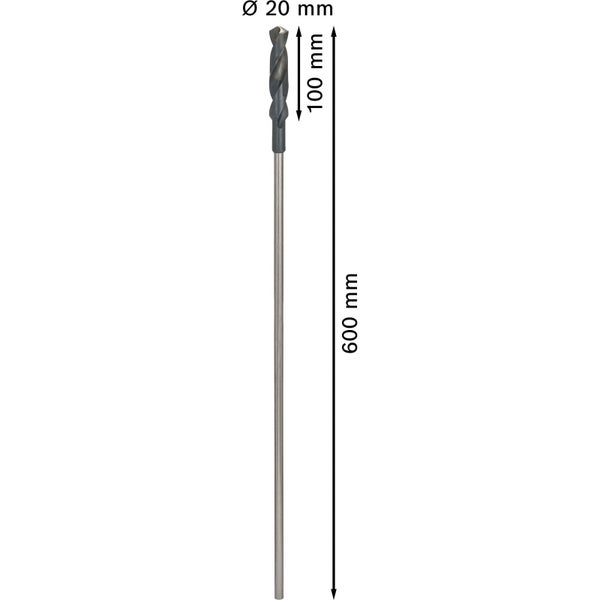 Holzspiralbohrer, 20 mm Durchmesser, 600 mm Länge