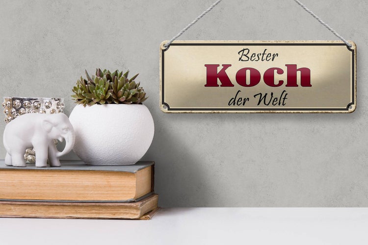 Blechschild Spruch 27x10cm bester Koch der Welt Dekoration