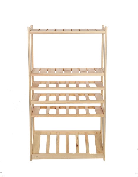 PROREGAL Getränkekisten- & Weinregal SPREEWALD HxBxT 124x70x33cm 18 Flaschen auf 3 Ebenen + 1 Ebene für Kisten + 2 Ablagen Massives Kiefernholz Natur