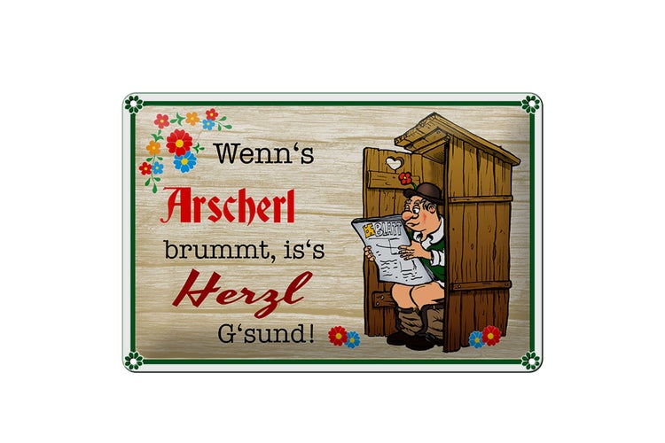 Blechschild Spruch 30x20cm wenn's Arscherl brummt