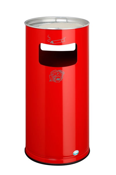 PROREGAL Klassischer Kombiascher Rund HxBxT 70 x 32 x 32 cm Verzinkter Stahl Rot