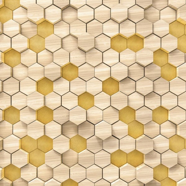 Dekorative Wandpaneele mit Holz- und Sechseckmuster