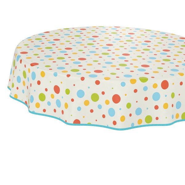 Runde Tischdecke mit Punktmuster und Bordüre