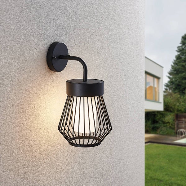 Lindby Wandleuchte außen Vajana (spritzwassergeschützt (Retro, Vintage Antik) in Schwarz aus Aluminium (1 flammig E27) - Außenwandleuchten Wandlampe Led Außenlampe Outdoor für