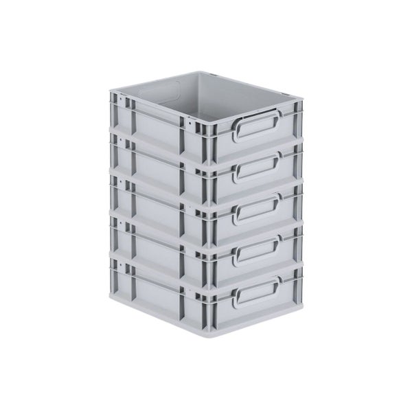 PROREGAL Spar Set 5x Eurobox Nextgen Economy Mit Scharnierdeckel & Schwarzen Schiebeschnappverschlüssen Griffe Geschlossen HxBxT 12 x 30 x 40 cm