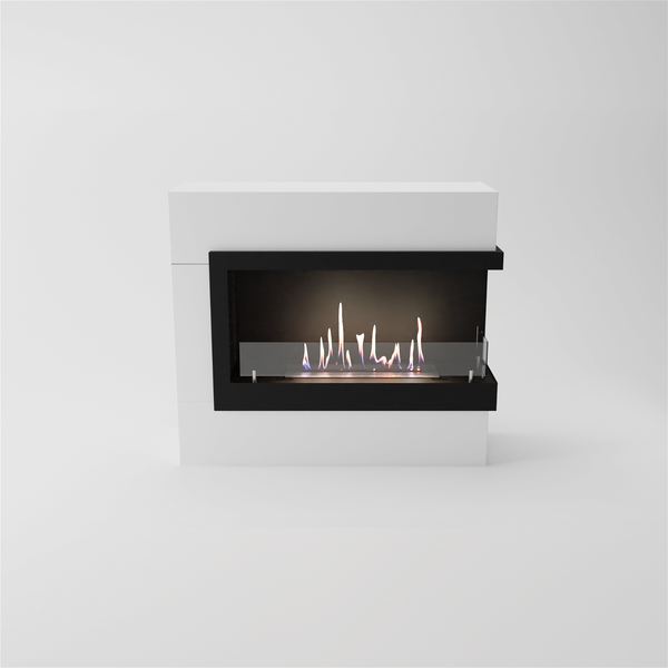 GLOW FIRE Ethanol Kamin 'Halden Mini Rechts' | Ethanolofen in Weiss mit 3 Std. Brenndauer und 2 KW Heizleistung | BxHxT: 90x140x28 cm