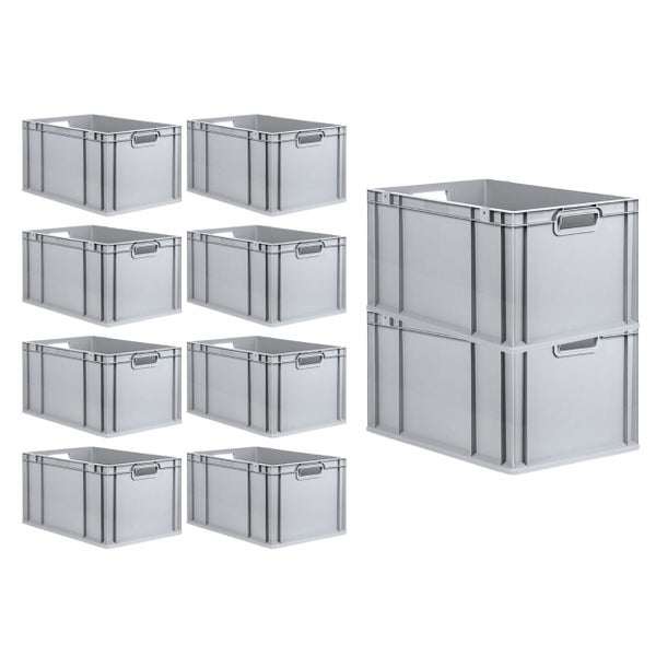 PROREGAL Spar Set 10x Eurobox Nextgen Economy Mit Scharnierdeckel & Gelben Schiebeschnappverschlüssen Griffe Offen HxBxT 32 x 40 x 60 cm 65 Liter