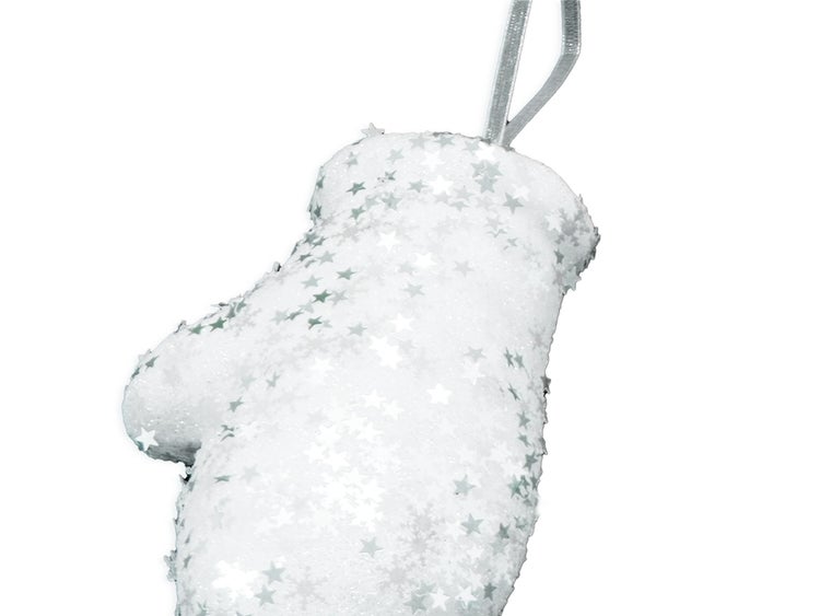Handschuh mit Glitzer weiß 10 cm