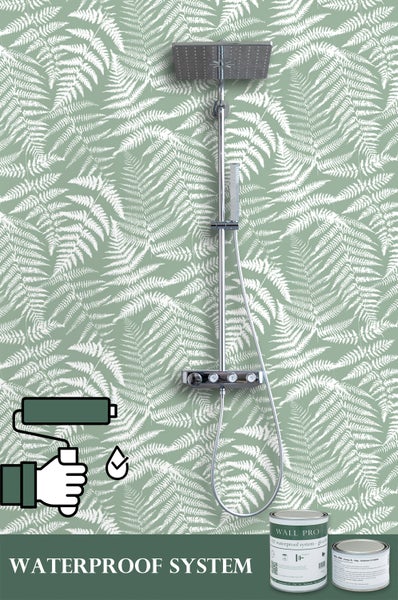 Badezimmer mit Duscharmatur und Wand Pro Abdichtungssystem