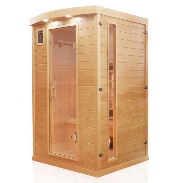Dewello® Infrarotkabine Infrarotsauna HYDER 115cm x 105cm inkl. 6 Vollspektrumstrahler, Radio, Farblicht, 2 Personen,LED