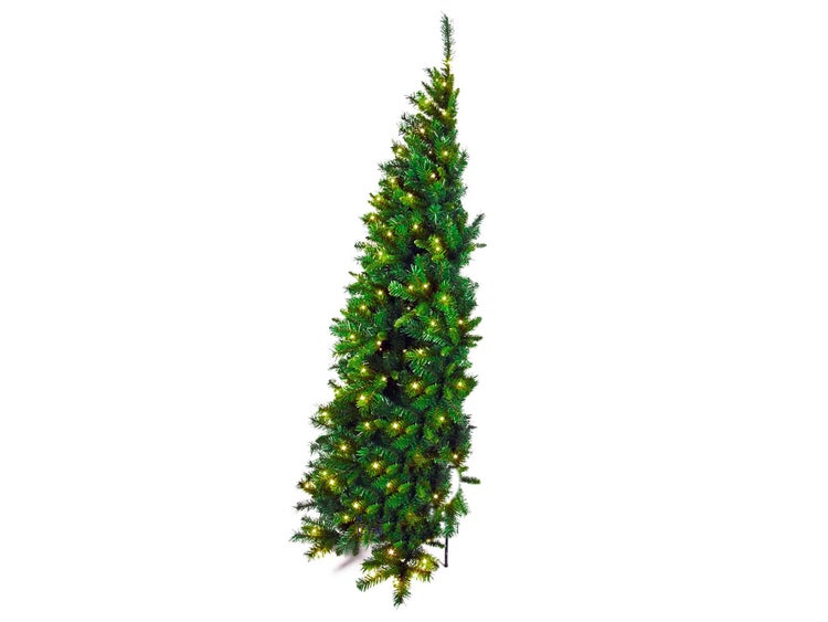 Halber Künstlicher Weihnachtsbaum Narnie 180cm mit SMART LED Beleuchtung, Tannenbaum Christbaum Kunstbaum Dekobaum mit Metallständer