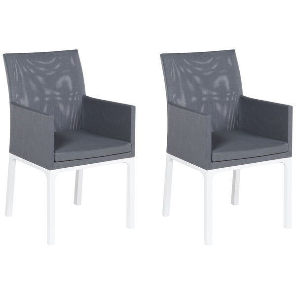 Set mit 2 Stühlen und Sitzkissen BACOLI Stoff Dunkelgrau