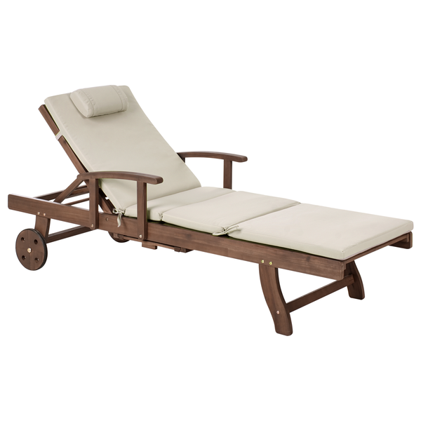 Sonnenliege mit Kissen AMANTEA PREMIUM Akazienholz Taupe