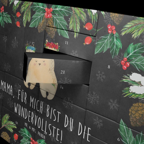 Mr. & Mrs. Panda Befüllbarer Adventskalender Bären mit Blumenkranz - Schwarz