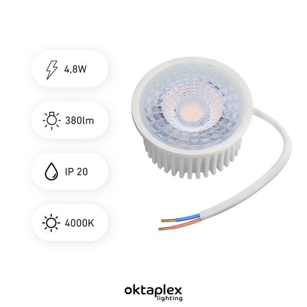 LED Modul flach 3er Set ersetzt GU10 4.8W 4000K neutralweiß 380lm Breitstrahlend IP20 hochwertige Leuchtmittel für Lichtdecken und Wandverkleidungen