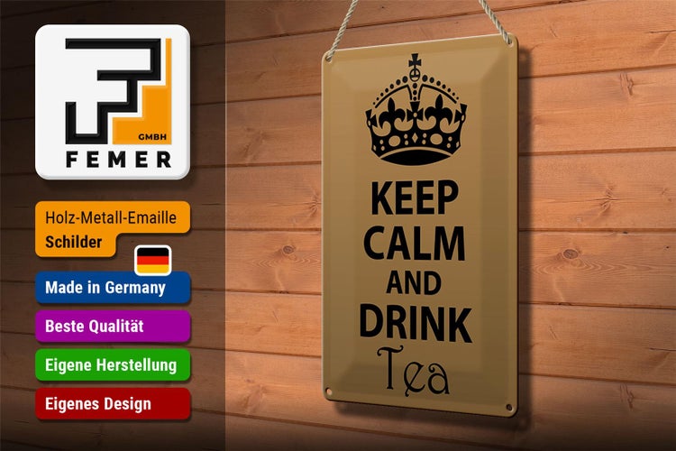 Blechschild Spruch 20x30cm Keep Calm and drink tea