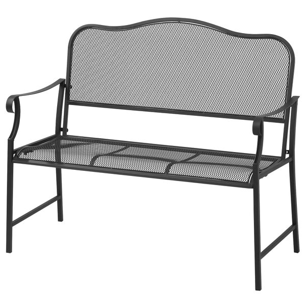 Outsunny Gartenbank mit Tisch, 2-Sitzer Parkbank, bis 220 kg belastbar, 113 x 58 x 98 cm, Metall, Schwarz