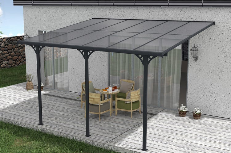 Terrassenüberdachung Carport KLEO 400L300 Aluminium Grau