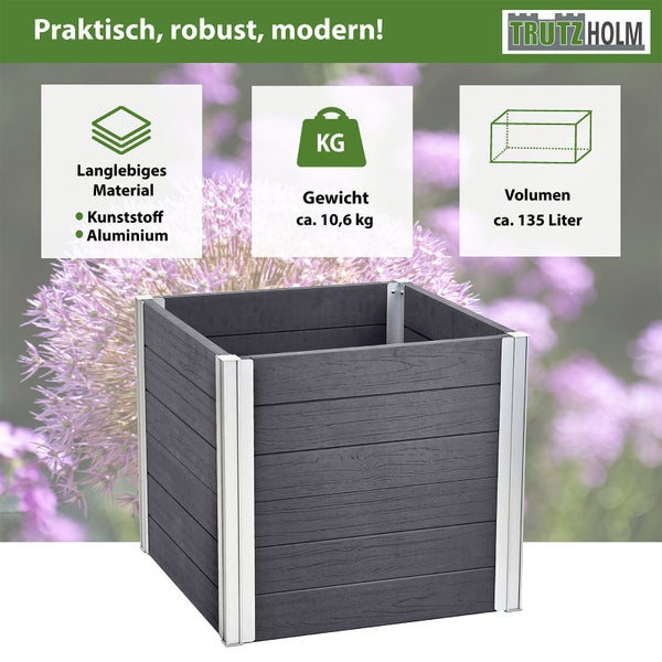 Übertopf 57x 57x 56,5 cm 135 Liter Holzoptik langlebig Pflanzkasten  Pflanzkübel Alu Profile zeitlos