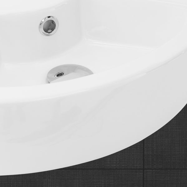 ML-Design Waschbecken Eck aus Keramik in Weiß, 46 x 33 x 13 cm, Eckig, Wandmontage/Aufsatzwaschbecken, Eckwaschbecken mit Überlauf, Hängewaschbecken Waschtisch Waschschale Waschplatz Handwaschbecken