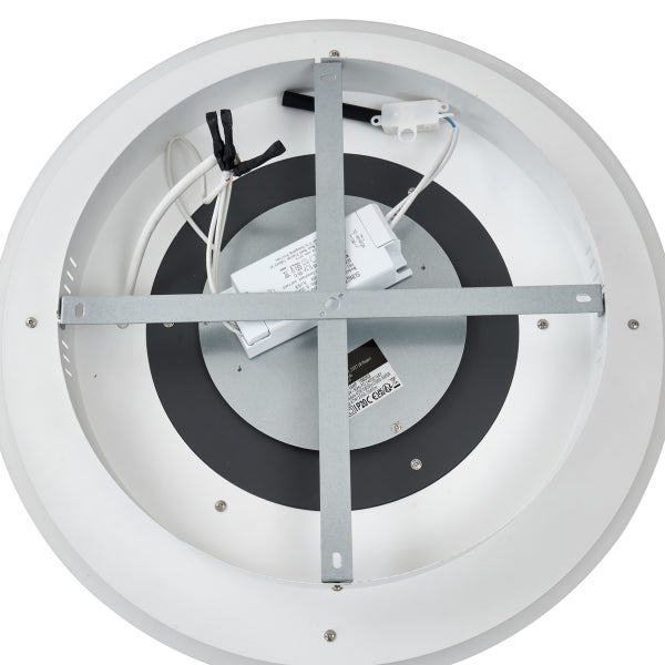 Innenansicht einer runden Deckenleuchte mit Montagehalterung